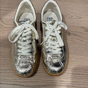 Zara Women's Metallic Gold Sneakers